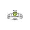 Peridot & White Zircon Sterling Silver Claddagh Ring