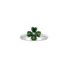 Chrome Diopside & White Zircon Sterling Silver Four Leaf Clover Ring