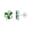 Chrome Diopside Sterling Silver Three Leaf Clover Stud Earrings