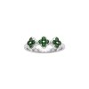 Chrome Diopside Sterling Silver Triple Four Leaf Clover Ring