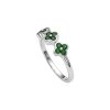 Chrome Diopside Sterling Silver Triple Four Leaf Clover Ring