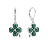 Malachite Sterling Silver Four Leaf Clover Dangle Earrings