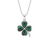 Malachite Sterling Silver Four Leaf Clover Pendant Necklace