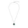 Malachite Sterling Silver Four Leaf Clover Pendant Necklace