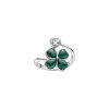 Malachite& White Topaz Sterling Silver Four Leaf Clover Bypass Ring