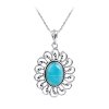 Sterling Silver Larimar Pendant with Chain 18 Inches