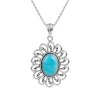 Sterling Silver Larimar Pendant with Chain 18 Inches