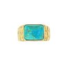 Sterling Silver Turquoise Cobblestone Ring Over Yellow Gold 18K Plated