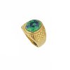 Sterling Silver Azurite Malachite Men's Ring With Yellow Gold Plated