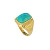 Sterling Silver Turquoise Men's Ring Over 18K Yellow Gold Plated