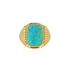Sterling Silver Turquoise Men's Ring Over 18K Yellow Gold Plated