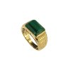 Sterling Silver Malachite Men's Ring over 18K Yellow Gold Plated