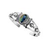 Sterling Silver Azurite Malachite Cuff Bangle 7.5 Inch