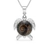 Sterling Silver Ammonite Shell Turtle Pendant With Chain 18 Inches