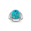 Sterling Silver Turquoise With Sky Blue Topaz Men's Ring