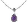 Sterling Silver Purple Turquoise Pendant With Chain 18 Inches