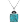 Sterling Silver Blue Kingman Turquoise Pendant With Chain 18 Inches