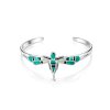 Sterling Silver Turquoise Dragonfly Inlay Cuff Bangle 7.5 Inches
