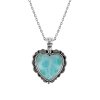 Sterling Silver Larimar Heart  Pendant With Chain 18 Inches