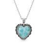 Sterling Silver Larimar Heart  Pendant With Chain 18 Inches