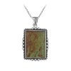 Sterling Silver Green Kingman Turquoise Pendant With Chain 18 Inches