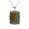 Sterling Silver Green Kingman Turquoise Pendant With Chain 18 Inches