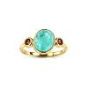 Sterling Silver Turquoise & Rhodolite Ring Over 18K Yellow Gold Plated
