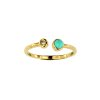 Sterling Silver Turquoise and White Topaz Ring Over 18K Yellow Gold Plated