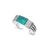 Sterling Silver Turquoise With White Topaz Cuff Bangle 8 Inches