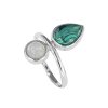 Sterling Silver Ring Malachite with Rainbow Moonstone Ring