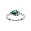 Sterling Silver Malachite with White Topaz Ring