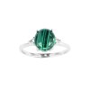 Sterling Silver Ring Malachite with White Topaz Ring