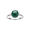 Sterling Silver Ring Malachite with White Topaz Ring