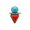 Sterling Silver Turquoise and Coral Ring