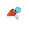 Sterling Silver Turquoise and Coral Ring
