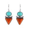 Sterling Silver Turquoise and Coral Earrings