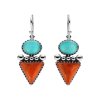 Sterling Silver Turquoise and Coral Earrings