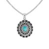 Sterling Silver Turquoise Pendant With Chain 18 Inches