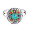 Sterling Silver Multi-Color Cuff Bangle 7.5 Inches