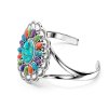 Sterling Silver Multi-Color Cuff Bangle 7.5 Inches