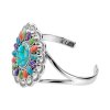 Sterling Silver Multi-Color Cuff Bangle 7.5 Inches