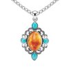 Sterling Silver Spiny Oyster With Sleeping Beauty Turquoise Pendant With Chain 18 Inches