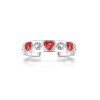 Sterling Silver Red Coral Heart Cuff Bangle 7.5 Inches