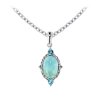 Sterling Silver Larimar With Swiss Blue Topaz Pendant With Chain 18 Inches