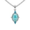 Sterling Silver Larimar With Swiss Blue Topaz Pendant With Chain 18 Inches