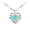 Sterling Silver Larimar With Sky Blue Topaz Heart Pendant With Chain 18 Inches