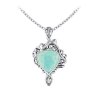 Sterling Silver Larimar With Sky Blue Topaz Dolphin Pendant With Chain 18 Inches