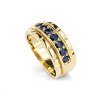 Sterling Silver Black Spinel Men's Ring Over 18K Yellow Gold