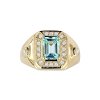 Sterling Silver  Sky Blue Topaz and White Topaz Men's Ring Over 18K Yellow Gold
