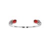 Sterling Silver Red Coral Bangle 7.5 Inches